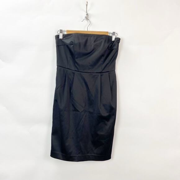 Express Design Studio 2 Womens Black Silky Strapless Tafetta Cocktail Mini Dress - Picture 1 of 7